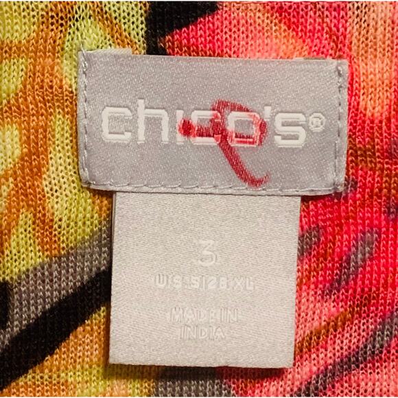 CHICO'S Size 3, US XL 100% Linen Tropical Print Top Pullover Resortwear Vacation - Picture 3 of 8